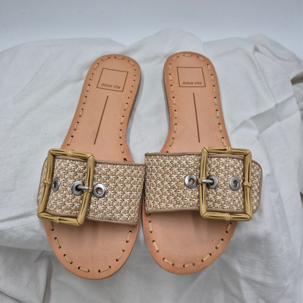 Dolce Vita Dasa Woven raffia Slide slip-on Sandal women size 6.5